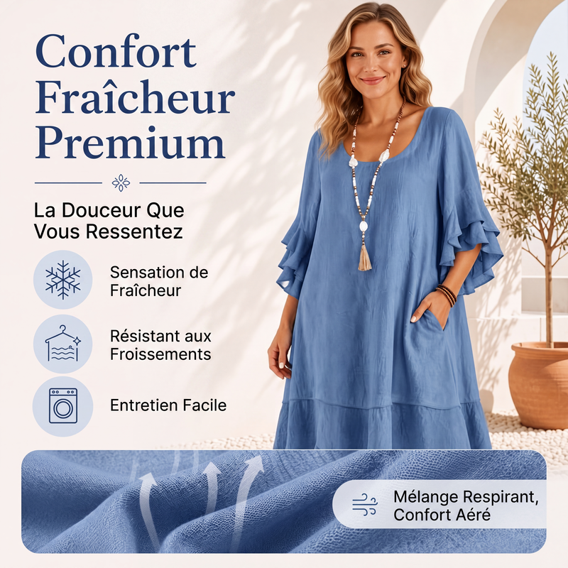 ☀️ OFFRE D'ÉTÉ · -50 % | Robe Ample à Manches Volantées