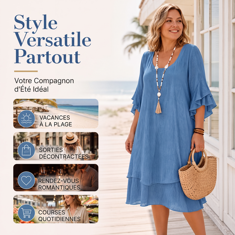 ☀️ OFFRE D'ÉTÉ · -50 % | Robe Ample à Manches Volantées