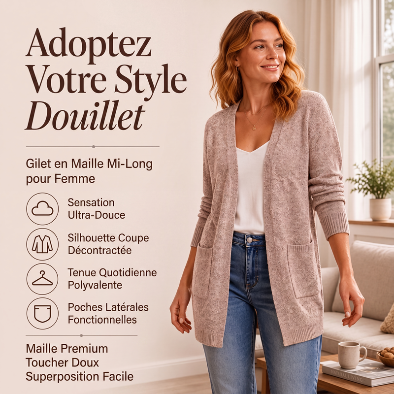 ✨ OFFRE PRIVILÈGE · -50 % | Cardigan Femme en Maille – Chic & Décontracté