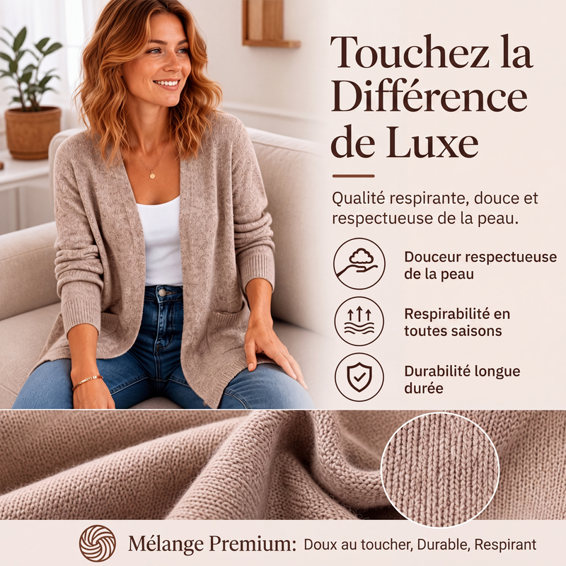 ✨ OFFRE PRIVILÈGE · -50 % | Cardigan Femme en Maille – Chic & Décontracté