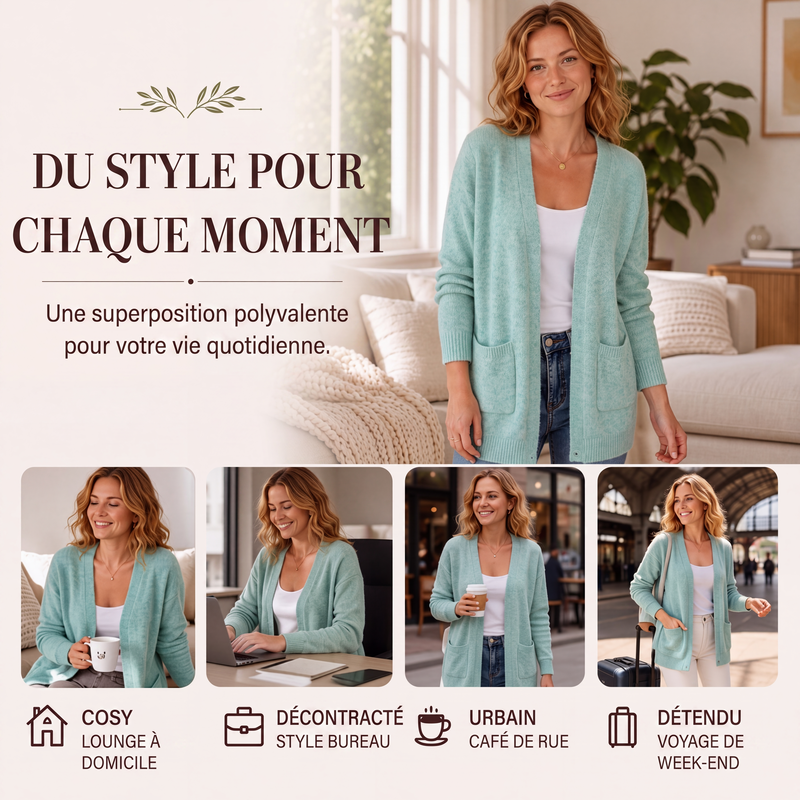 ✨ OFFRE PRIVILÈGE · -50 % | Cardigan Femme en Maille – Chic & Décontracté