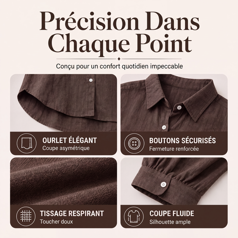 ✨ OFFRE PRIVILÈGE · -50 % | Robe Chemise Femme en Coton & Lin