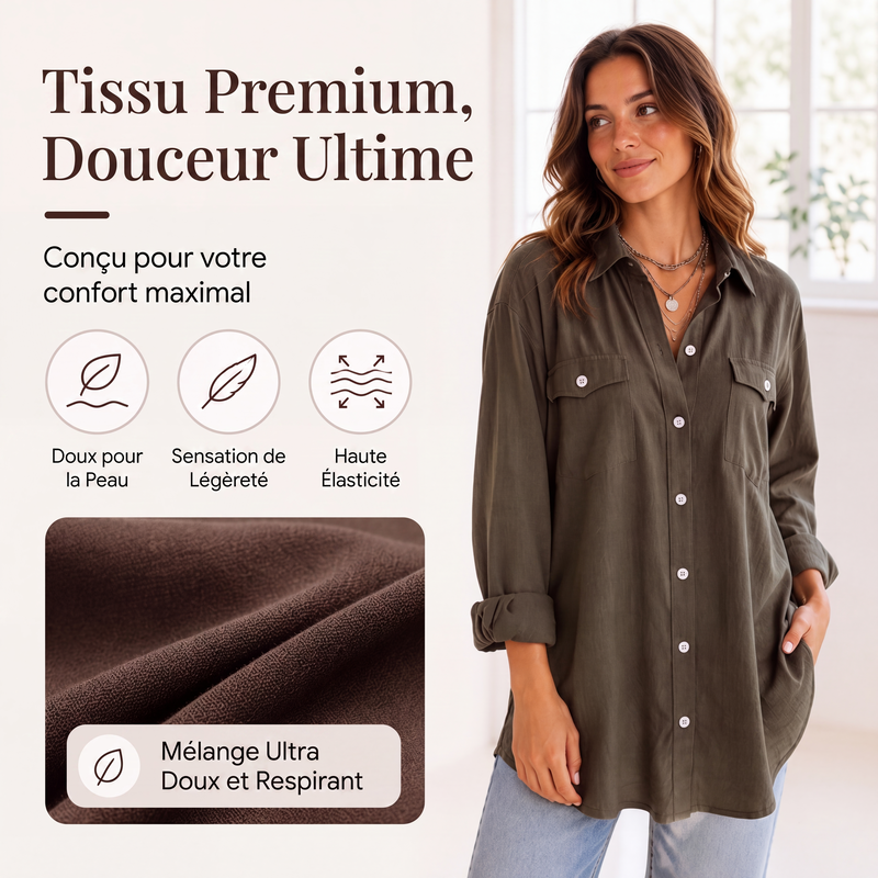 ✨ OFFRE PRIVILÈGE · -50 % | Robe Chemise Femme en Coton & Lin