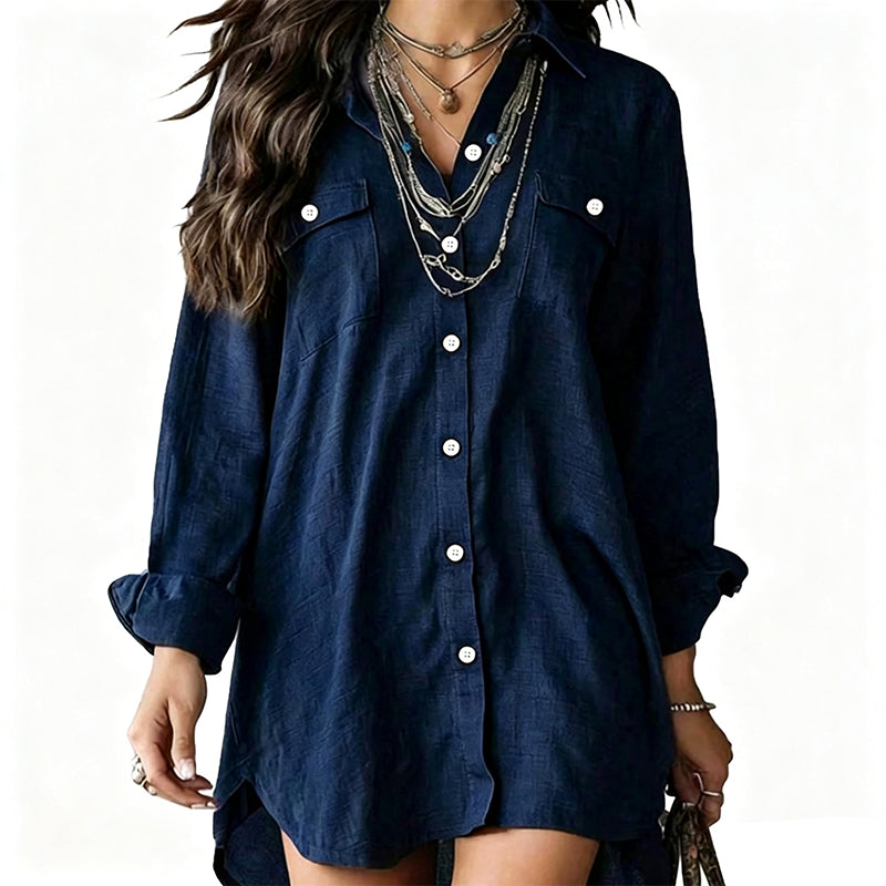 ✨ OFFRE PRIVILÈGE · -50 % | Robe Chemise Femme en Coton & Lin