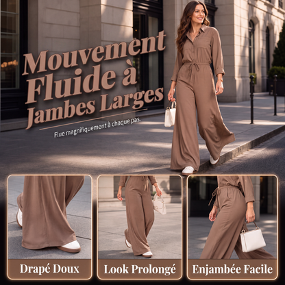 ✨ OFFRE PRIVILÈGE · -50 % | Combinaison Chemise Femme à Jambes Larges
