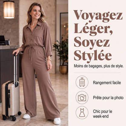 ✨ OFFRE PRIVILÈGE · -50 % | Combinaison Chemise Femme à Jambes Larges