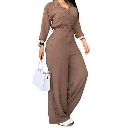 ✨ OFFRE PRIVILÈGE · -50 % | Combinaison Chemise Femme à Jambes Larges