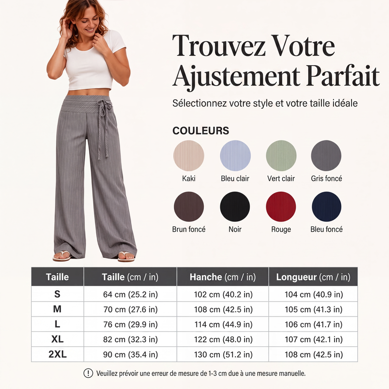 Pantalon large décontracté rayé pour femme