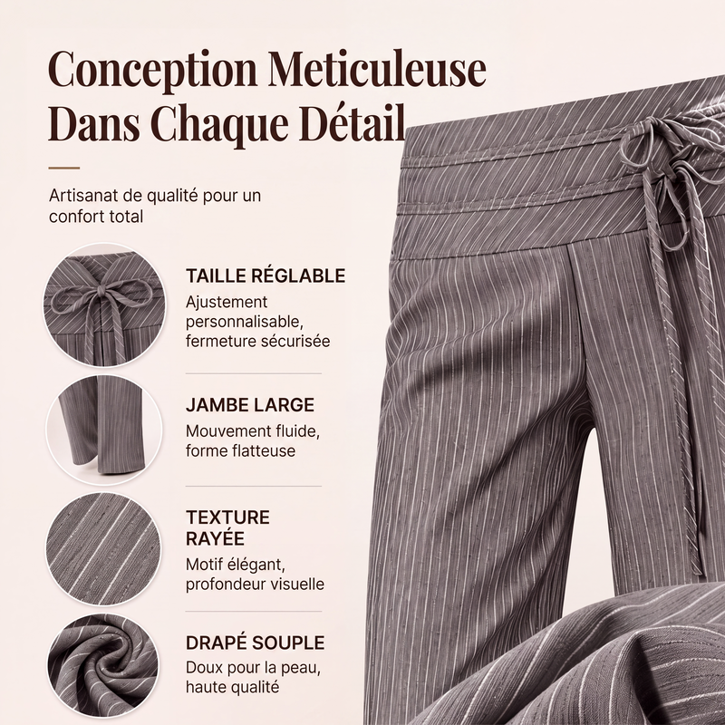 Pantalon large décontracté rayé pour femme