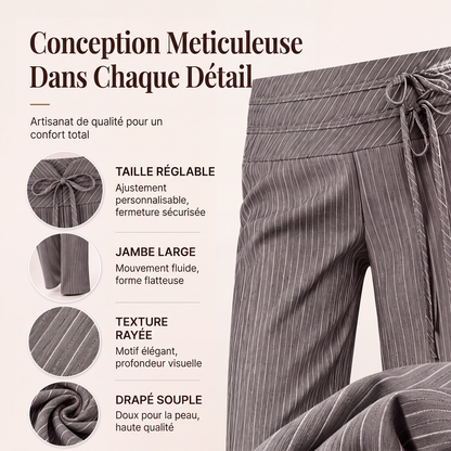 Pantalon large décontracté rayé pour femme