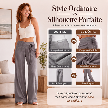 Pantalon large décontracté rayé pour femme