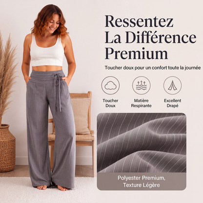 Pantalon large décontracté rayé pour femme