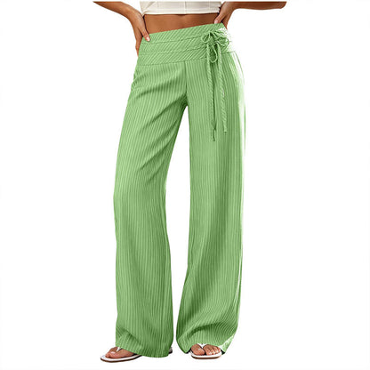 Pantalon large décontracté rayé pour femme