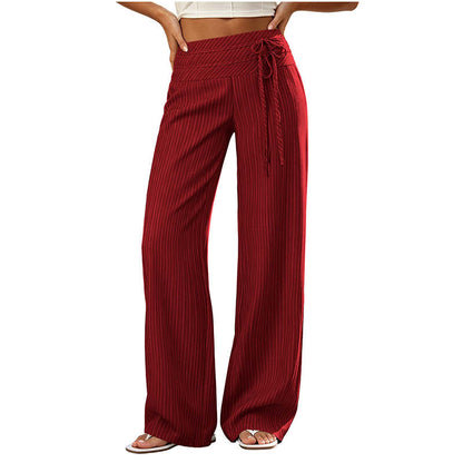 Pantalon large décontracté rayé pour femme