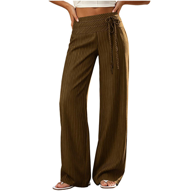 Pantalon large décontracté rayé pour femme