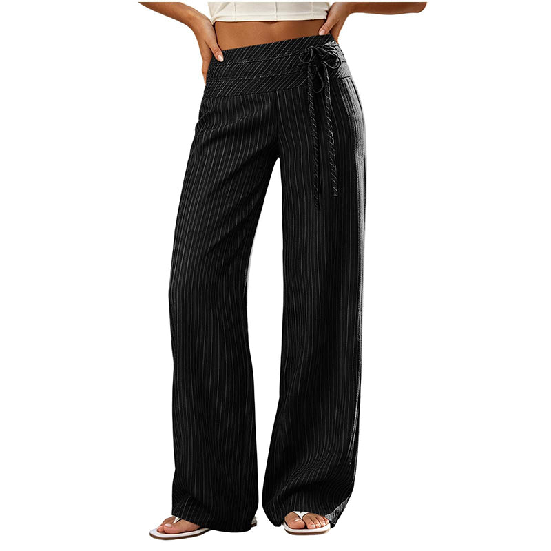 Pantalon large décontracté rayé pour femme