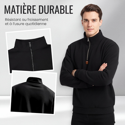 Pull à col montant et quart de zip pour homme