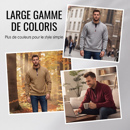 Pull à col montant et quart de zip pour homme