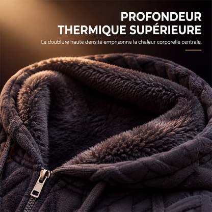 Hoodie pour homme en tricot torsadé texturé effet diamant en peluche