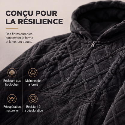 Hoodie pour homme en tricot torsadé texturé effet diamant en peluche