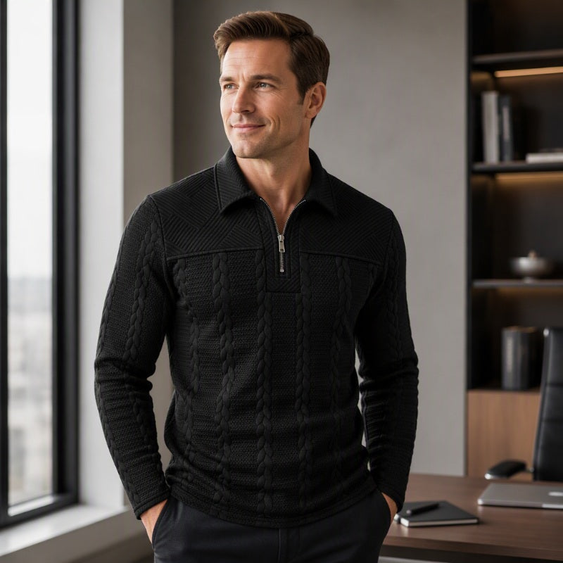 T-shirt à manches longues et demi-zip pour homme