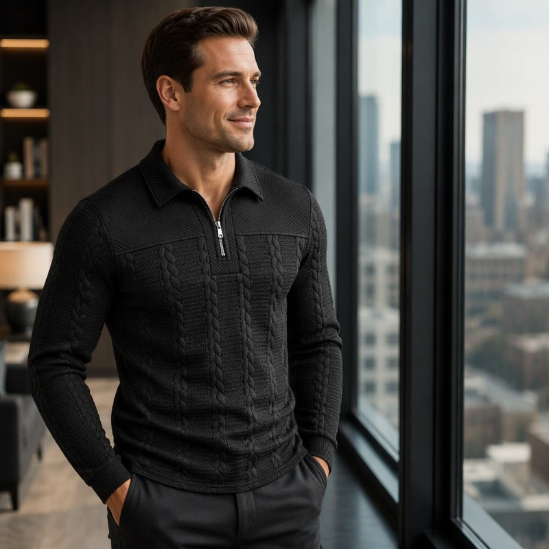 T-shirt à manches longues et demi-zip pour homme