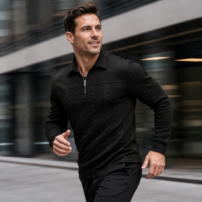 T-shirt à manches longues et demi-zip pour homme