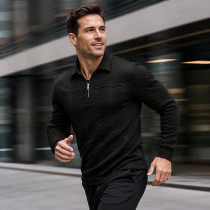 T-shirt à manches longues et demi-zip pour homme