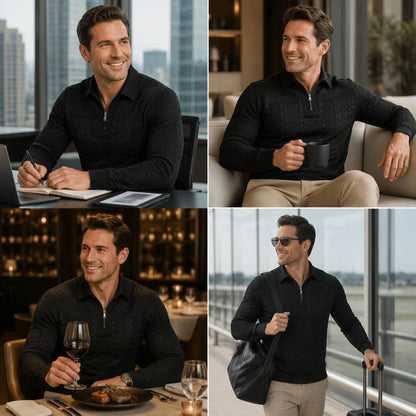 T-shirt à manches longues et demi-zip pour homme