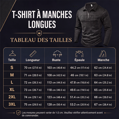T-shirt à manches longues et demi-zip pour homme