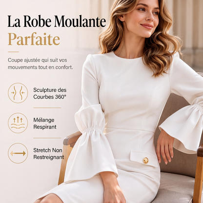 Robe fourreau élégante à col rond pour femme