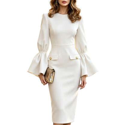 Robe fourreau élégante à col rond pour femme