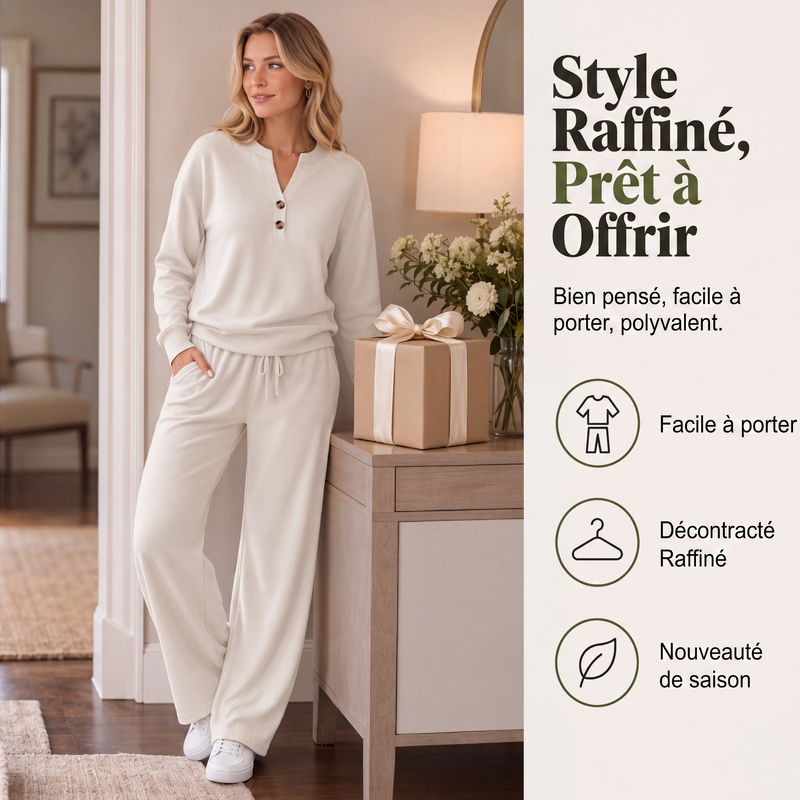 Ensemble top fluide et pantalon large pour femme