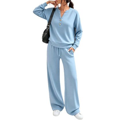 Ensemble top fluide et pantalon large pour femme