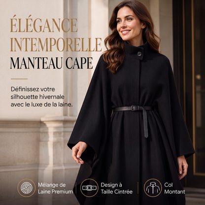 Manteau cape élégant pour femme à col montant