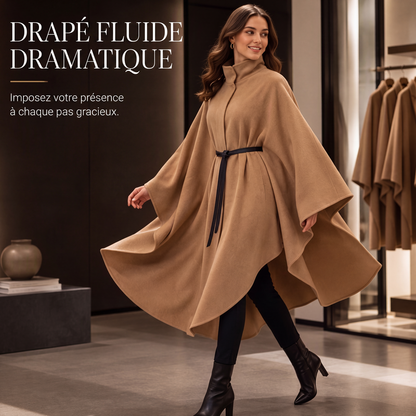 Manteau cape élégant pour femme à col montant