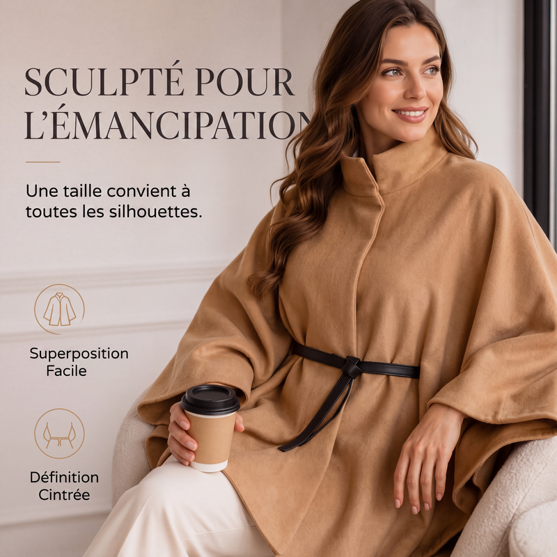 Manteau cape élégant pour femme à col montant
