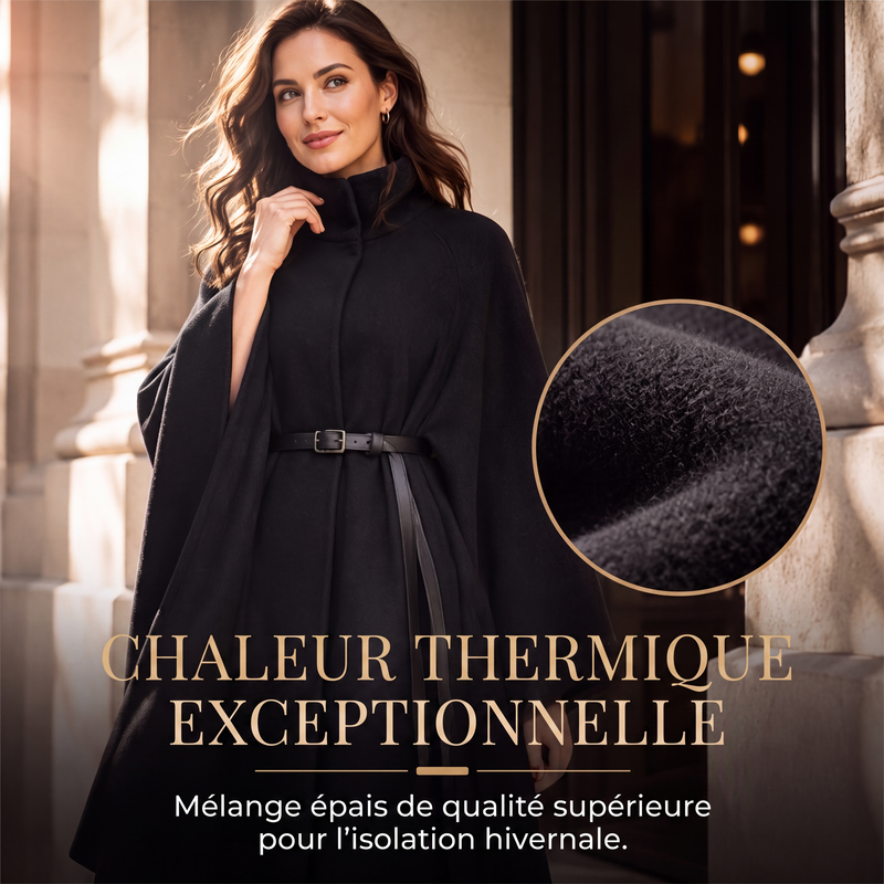 Manteau cape élégant pour femme à col montant