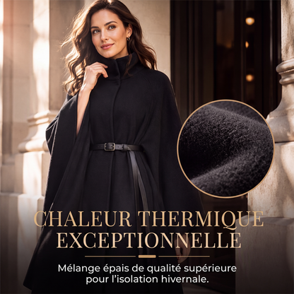 Manteau cape élégant pour femme à col montant