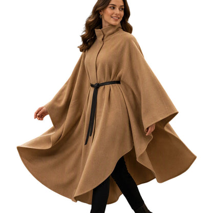 Manteau cape élégant pour femme à col montant