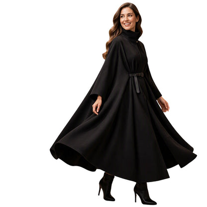 Manteau cape élégant pour femme à col montant
