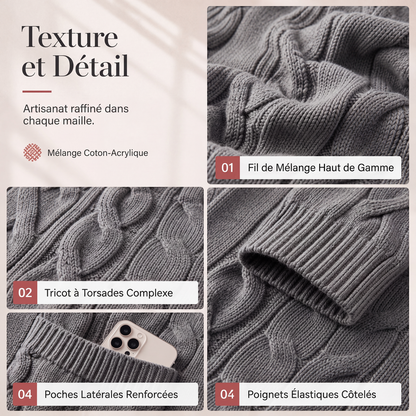 Cardigan long à capuche en maille avec poches pour femme