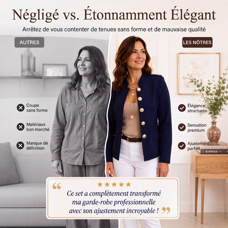 Blazer élégant ajusté pour femme avec boutons dorés
