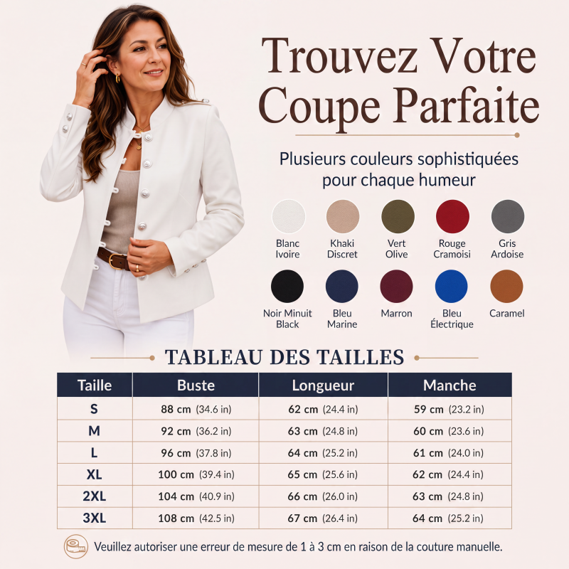 Blazer élégant ajusté pour femme avec boutons dorés