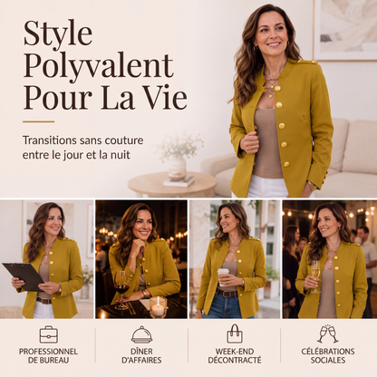 Blazer élégant ajusté pour femme avec boutons dorés