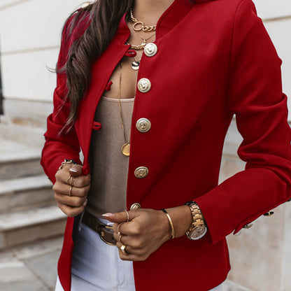 Blazer élégant ajusté pour femme avec boutons dorés