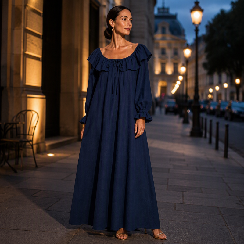 Robe longue décontractée à épaules dénudées pour femme