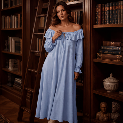 Robe longue décontractée à épaules dénudées pour femme