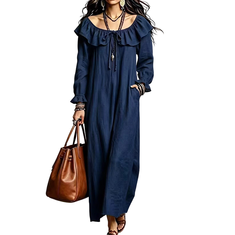 Robe longue décontractée à épaules dénudées pour femme