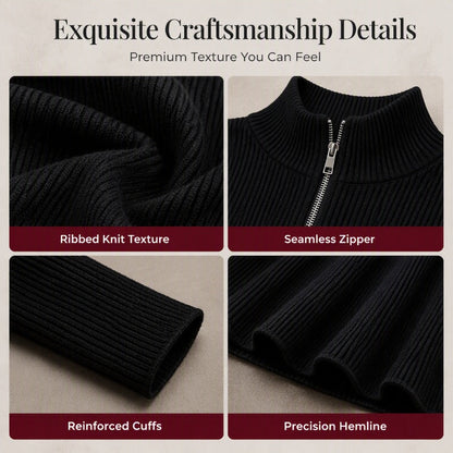 ⌛Offre à durée limitée – Robe femme en maille côtelée, coupe ajustée, avec demi-fermeture éclair